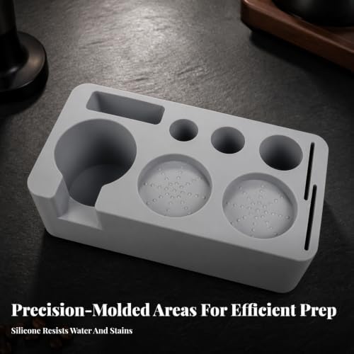 Coffee Tamper Kit Organizer | Compact, Coffee Portafilter and Tamper Holder, Stain-Resistant, Silicone pressing Mat with Portafilter Stand, for home use, Black - Image 6