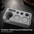 Yajuyi Coffee Tamper Kit Organizer | Easy-to-Clean, Silicone pressing Mat with Portafilter Stand, for home use, Black - Image 4