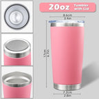 AIANJI 20oz Tumbler with Lid Stainless Steel Tumblers Insulated Mug Pink 6P - Image 5