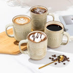 GBhome Large Coffee Mugs Set of 4, 16oz Handmade Stoneware Coffee Mugs Set with Large Handle for Cappuccino/Latte/Tea/Hot Cocoa, Dishwasher & Microwave Safe-Pale khaki - Image 5
