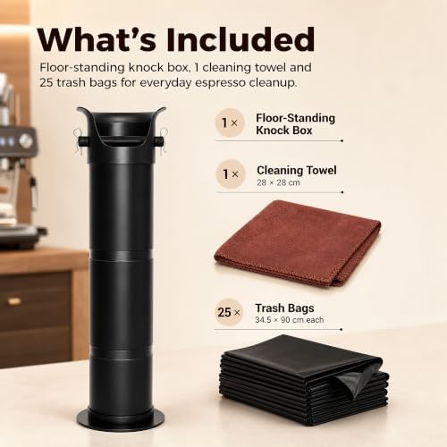 Large Espresso Knock Box for Coffee Grounds with 25 Garbage Bags and Towel - Image 3