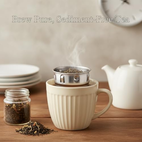 Stainless Steel Tea Infuser for Loose Leaf - Fine Mesh Strainer Fits Mugs & Cups (1.5-1.77 Inch Diameter) - Image 2