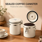 MEGAWISE Coffee Canister, 2.8L Airtight Stainless Steel Coffee Container with CO2 Valve, Date Tracker, Locking Lid, 304 Inner Bowl for Coffee Beans, Grounds, Tea, Sugar, Cream White - Image 5