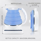 Collapsible Travel Tea Kettle with Temperature Control, Portable Electric Tea Kettle, Collapsible Water Kettle with Detachable Base, BPA-Free Silicone, Keep Warm & Auto Shut-Off, 555ml 110V Blue - Image 6