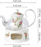 Glass Tea Pot Warmer Set 22oz Glass Teapot with Removable Loose Tea Infuser and Candle Holder Warmer Heating Base Elegant Teapot Gift Set Stovetop Safe Kettle,Style 4-7.,Style 5-7.67 x 8.68 inch - Image 3