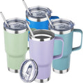 20 oz Tumbler with Handle Stainless Steel Insulated Coffee Mug Tumbler with Lid and Straw Double Wall Vacuum Insulated Coffee Mug Leak Proof Travel Mug Tumbler for Hot and Cold Drink (Mix Color-3) by YEBTSLife