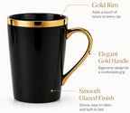 Black Gold Coffee Mugs Set of 6, 12 oz Porcelain - Image 4