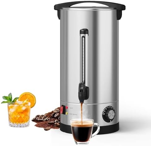 110-Cup Commercial Coffee Urn – 16L Large Stainless Steel Electric Coffee Maker with Double-Wall Insulation and Filter Basket – Suitable for Buffets, Catering, Parties, Weddings, and Business Events by LIZHOUMIL