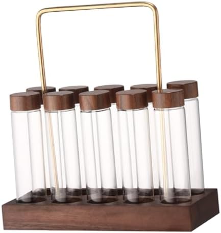 Glass Coffee Bean Storage Tube with Wood Stand by OHPHCALL