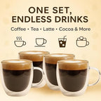 Casafoyer 9 Oz Double Wall Glass Coffee Cups Set of 4, Borosilicate Espresso Mugs - Image 5