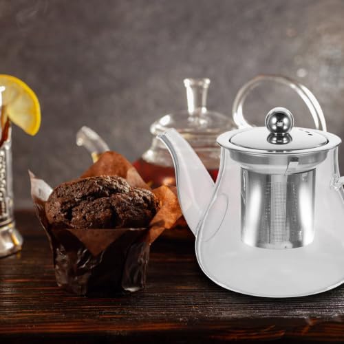 STOBAZA 400ML Glass Teapot with Removable Infuser - Borosilicate Glass Stovetop Safe Kettle for Loose Leaf Tea, Tea Maker Pot with Stainless Steel Filter, Clear - Image 4