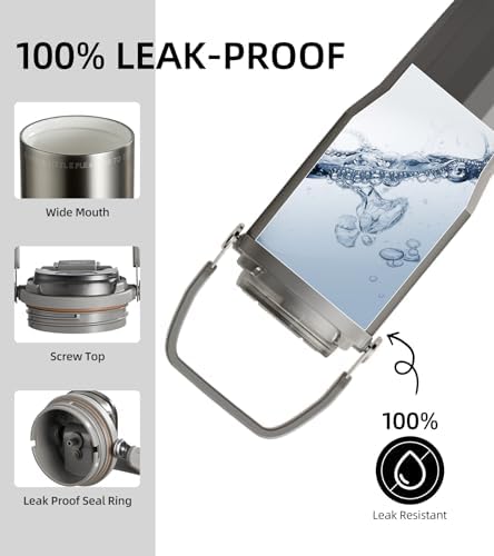 TKK 24 oz Ceramic Coated Tumbler with Straw Lid, 18/10 Stainless Steel Vacuum Tumblers, Leakproof Double Walled Iced Car Cup with Handle & Tea Infuser& Dishwasher Safe, for Hot & Cold Drinks, Grey - Image 4