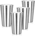 Stainless Steel Cups, 16 oz Insulated Tumbler, 4 Pack Double Wall Unbreakable Stackable Water Tumblers Insulated Metal Cup Premium Drinking Glasses for Travel Camping Home Outdoor by Offiper