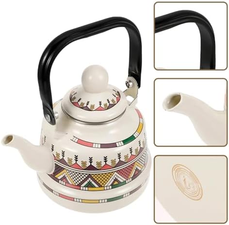 Enamel on Steel Whistling Tea Kettle, Kitchen Stovetop Teakettle for Brewing Tea and Coffee, VintageTea Pot for Living Room Decorations Domestic (White 2.5l) - Image 3