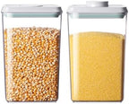 Food Storage Containers with Lids,2.9Qt 2Pcs Airtight Pop Food Storage Containers, BPA-Free Stackable Kitchen Pantry Organizers and Storage, One Button Opening Flour and Sugar Container Sets by EQI
