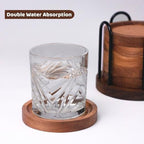 Wood Coasters for Drinks with Metal Holder, Wooden Coaster with Cork for Tabletop Protection, Drink Coasters for Coffee Table, Desk, 4.33 Inch, Set of 6 (Medium Size) - Image 3