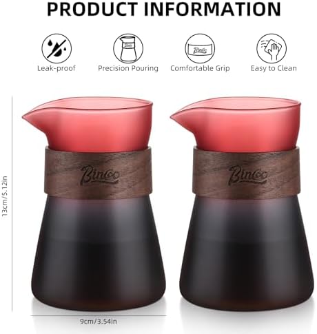 Glass Coffee Carafe with Wood Heat-Resistant Loop, 16oz Glass Coffee Server for Pour Over, Coffee Decanter & Coffee Pot, 2 Pack - Image 4