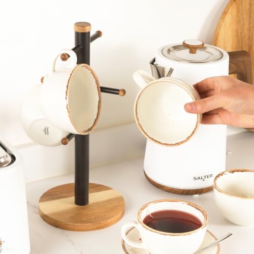 Salter BW13566EU7 Toronto Mug Tree – Acacia Wood Cup Holder for Kitchen Countertop Tabletop, 6 Branch Display Stand for Coffee Mugs/Tea Cups, Freestanding Sturdy Steel Storage Rack, Black - Image 5
