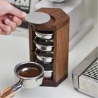 Wooden 58mm Portafilter Stand Holder - 3 in 1 Espresso Basket Organizer Rack for Coffee Baskets, Portafilters & Puck Screens, Grade Coffee Station Accessories with Non-Slip Base - Image 7