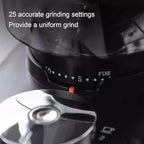 Electric Coffee Bean Grinder, 150W Automatic Grinder with 25 Grind Settings, Steel Burrs, Includes Blower, for French Press, Drip, Pour Over, Moka Pot, Siphon Pot - Image 2