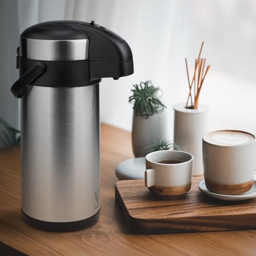 VONDIOR Airpot Coffee Dispenser with Pump - 169 Oz Insulated Stainless Steel Coffee Carafe - Thermal Beverage Dispenser - Coffee Urn for Hot/Cold Water, Party Chocolate Drinks - Image 6