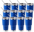 Volhoply 30oz Insulated Tumbler with Lid and Straw, Double Wall Inner & Outer 304 Stainless Steel Tumblers Bulk, Powder Coated Coffee Cup for Office, Home, Travel (Blue,12 Pack) by LiveFully%EF%BC%8CDrinkFreely%E2%80%94KeepGoingwithVolhoply%EF%BC%81