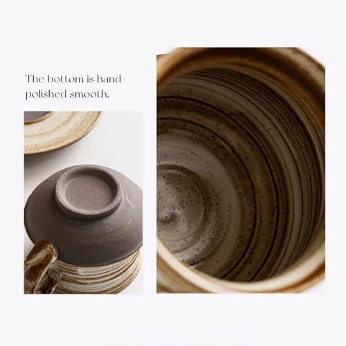 6.8oz 210ml Ceramic Mug Saucer Set Home Wabi Sabi - Image 5