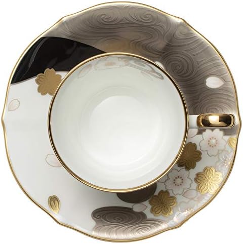 Noritake coffee cup and saucer 200cc Ayaminamo cherry blossoms gold and silver colors bone china T52506 / 4939-1 - Image 6