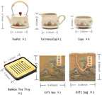 7-Piece Ruyao Ceramic Chinese GongfuTea Set, Traditional Crackle Glaze Teapot with Cups and Bamboo Tray, Gift Box Included - Image 2