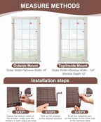 32" W x 72" H Cordless Bamboo Roman Shades for Interior, Coffee - Image 3