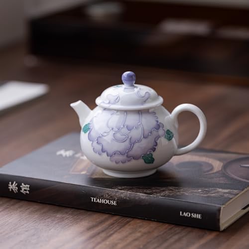 Tea Kettle Hand-Painted Purple Peony Teapot Ceramic Teapot Kung Fu Tea Set Teacup Ceramic Tea Infuser - Image 5