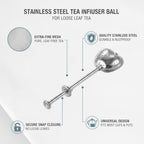 Stainless Steel Tea Infuser Ball with Fine Mesh, Snap-Lock Closure for Loose Leaf Brewing in Mugs & Teapots (1 Pack) - Image 4