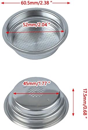 52mm Coffee Portafilter Basket, 1 Cup Double Layer Stainless Steel Pressurized Coffee Filter Basket Bottomless Portafilter Espresso Machines Accessories for EUPA 1817 1819 Gustino 1PCS - Image 2