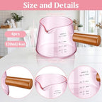 Willinglong 4 Pack Pink Glass Espresso Measuring Milk Cups 4 oz Glass Single Spouts Cup with Glasses Handle V-shaped Spout Espresso Shot Cup for Machine Demitasse Cups, Dishwasher Safe - Image 4