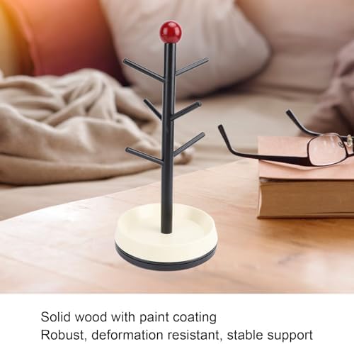 Mug Holder Tree, 6 Hooks Mug Holder Tree, Wooden Coffee Cup Holder Mug Tree Rack Stand Ideal for Countertop Standard Use (A) - Image 2