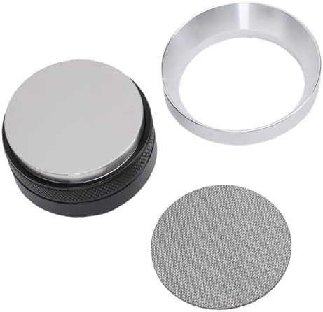 Stainless Steel Coffee Tamper Dosing Ring Puck Screen Coffee Machine Accessories Kit with Dosing Funnel for Espresso Portafilter (58mm) by Unknown