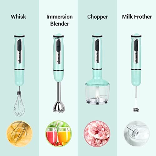5-in-1 Hand Blender, 500W, 8 Speeds, Includes Chopper Frother Whisk - Image 4