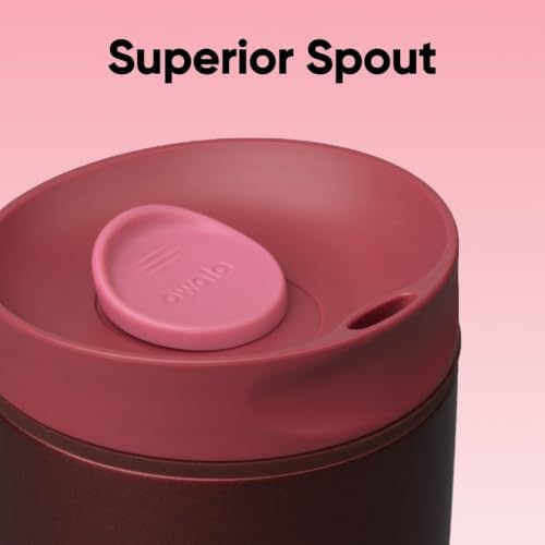Owala SmoothSip Slider Insulated Stainless Steel Coffee Tumbler, Reusable Iced Coffee Cup, Hot Coffee Travel Mug, BPA Free 20 oz, Black Cherry - Image 4