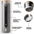 Elemental Iconic Stainless Steel Water Bottle Infuser, 20oz Triple Wall Vacuum Insulated Water Bottle, Reusable Fruit & Tea Infuser Thermal Bottle with Internal Strainer and Bamboo Lid - Matte Gray - Image 3