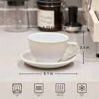 Loveramics Coffee Cup Ceramic, 10 oz Latte Art Cup with Saucer for Cappuccino, Tea, Espresso, Thick - walled stoneware Cappuccino mug Set for Cafe and Barista - Potters Colours (Ivory, 10OZ) - Image 2