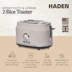 Haden Dorset 2 Slice Wide Slot Stainless Steel Toaster, Putty & Chrome - Image 2