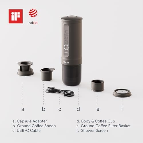 OutIn Nano Portable Electric Espresso Machine with LattoGo Milk Frother Handheld, Space Gray & Tundra Brown - Image 2