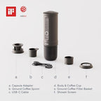 OutIn Nano Portable Electric Espresso Machine with LattoGo Milk Frother Handheld, Space Gray & Tundra Brown - Image 2