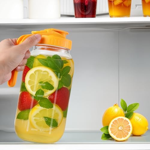 3 Pack Glass Mason Jar Pitcher with Pour Spout Lid, 64OZ Leak-proof Wide Mouth Jugs for Cold Brew Coffee, Breast Milk Storage, Water, Lemonade, Leak Proof - Image 6