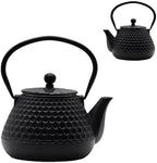 20.3oz Small Cast Iron Teapot, SECHUDO Cast Iron Tea Kettle for Stovetop Safe Coated with Enameled Interior, Cast Iron Tea Pot with Stainless Steel Infuser for Loose Tea (Black Honeycomb Pattern) - Image 7