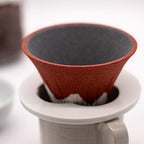 Kofil 1390400505 Fuji Ceramic Coffee Filter Dripper with Dedicated Base and Saucer, Red - Image 4