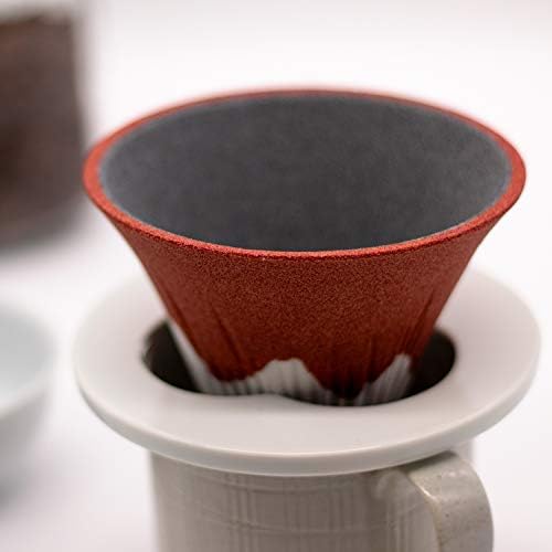 Kofil 1390400505 Fuji Ceramic Coffee Filter Dripper with Dedicated Base and Saucer, Red - Image 4