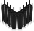 Volhoply 16oz Plastic Skinny Tumbler with Lid and Straw Bulk 8 Pack,Insulated Double Wall BPA Free Matte Acrylic Tumblers,Iced Coffee Travel Mug Reusable Party Cup,Customizable Diy Gifts(Black,8 Set) by LiveFully%EF%BC%8CDrinkFreely%E2%80%94KeepGoingwithVolhoply%EF%BC%81