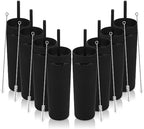 Volhoply 16oz Plastic Skinny Tumbler with Lid and Straw Bulk 8 Pack,Insulated Double Wall BPA Free Matte Acrylic Tumblers,Iced Coffee Travel Mug Reusable Party Cup,Customizable Diy Gifts(Black,8 Set) by LiveFully%EF%BC%8CDrinkFreely%E2%80%94KeepGoingwithVolhoply%EF%BC%81