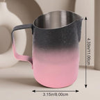 Stainless Steel Coffee Frothing Pitcher, 450ml (Gradient Pink) - Image 6